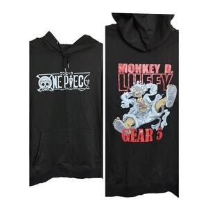 M940) One Piece Monkey Anime Straw Hat Pirate Black  Oversize Hoodie Large?